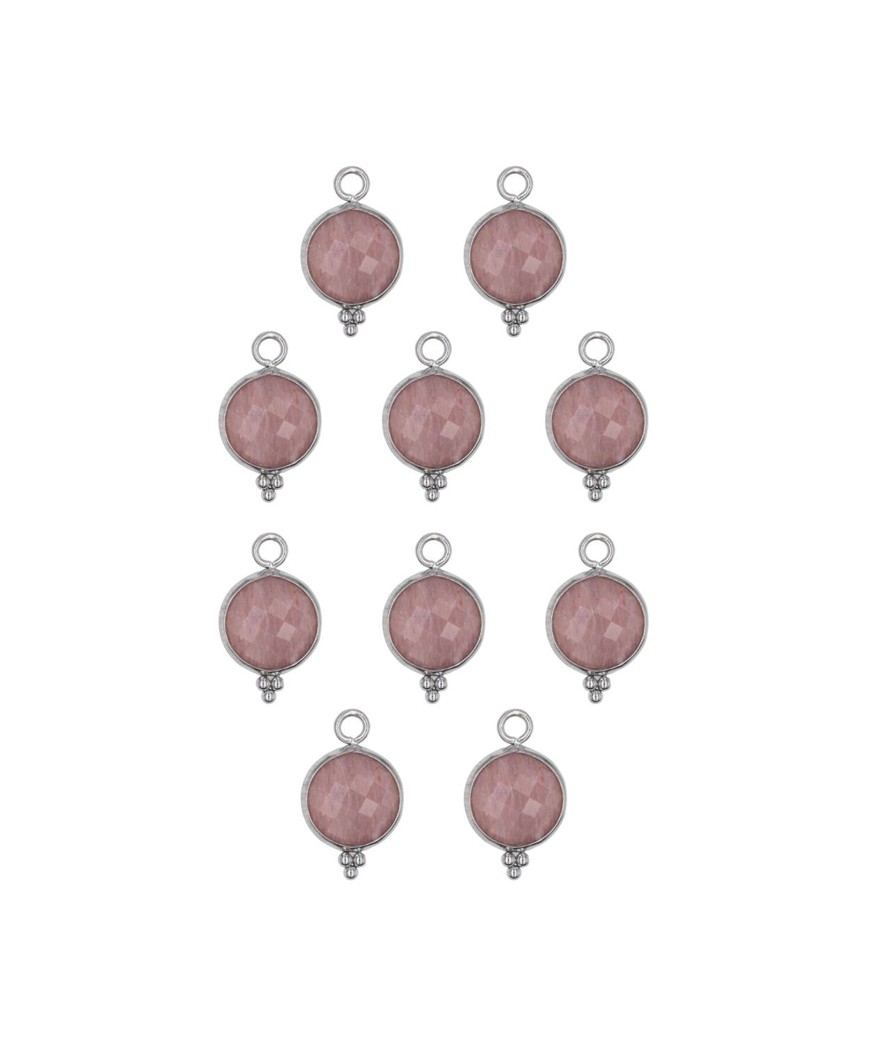 Rond sertie en pierres fines 10x17mm - Rhodié