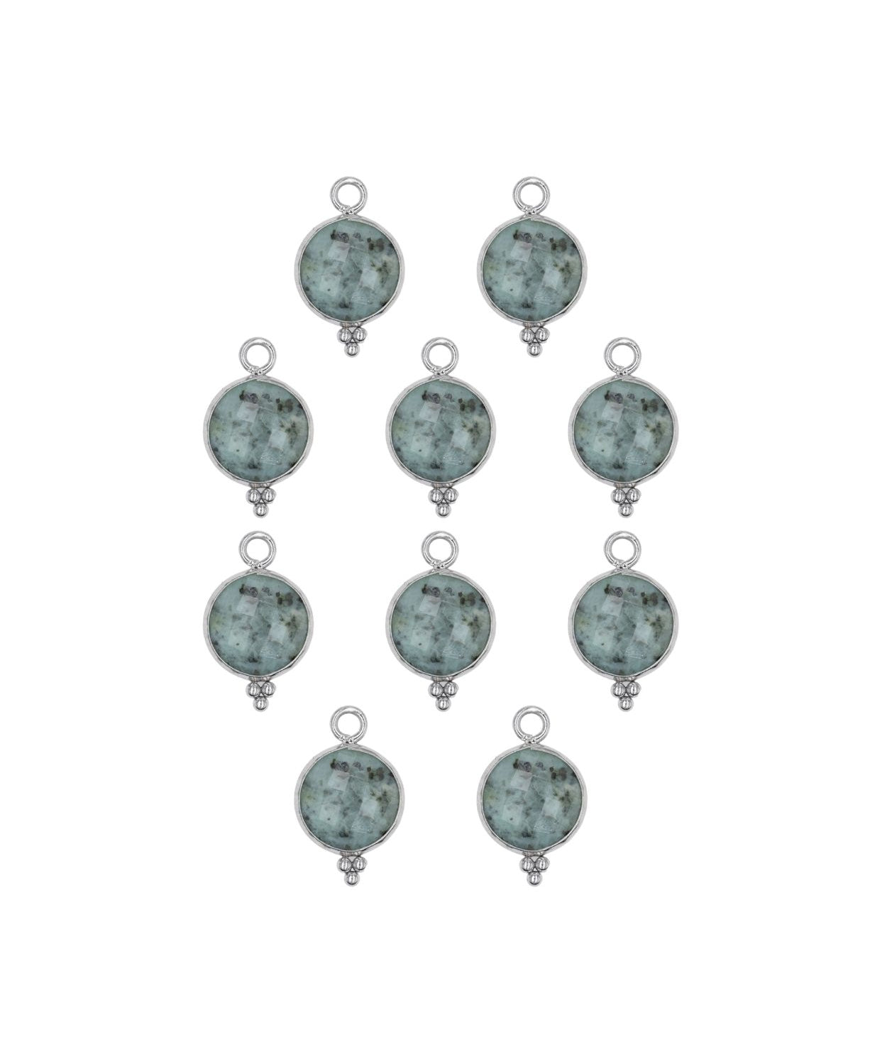 Rond sertie en pierres fines 10x17mm - Rhodié