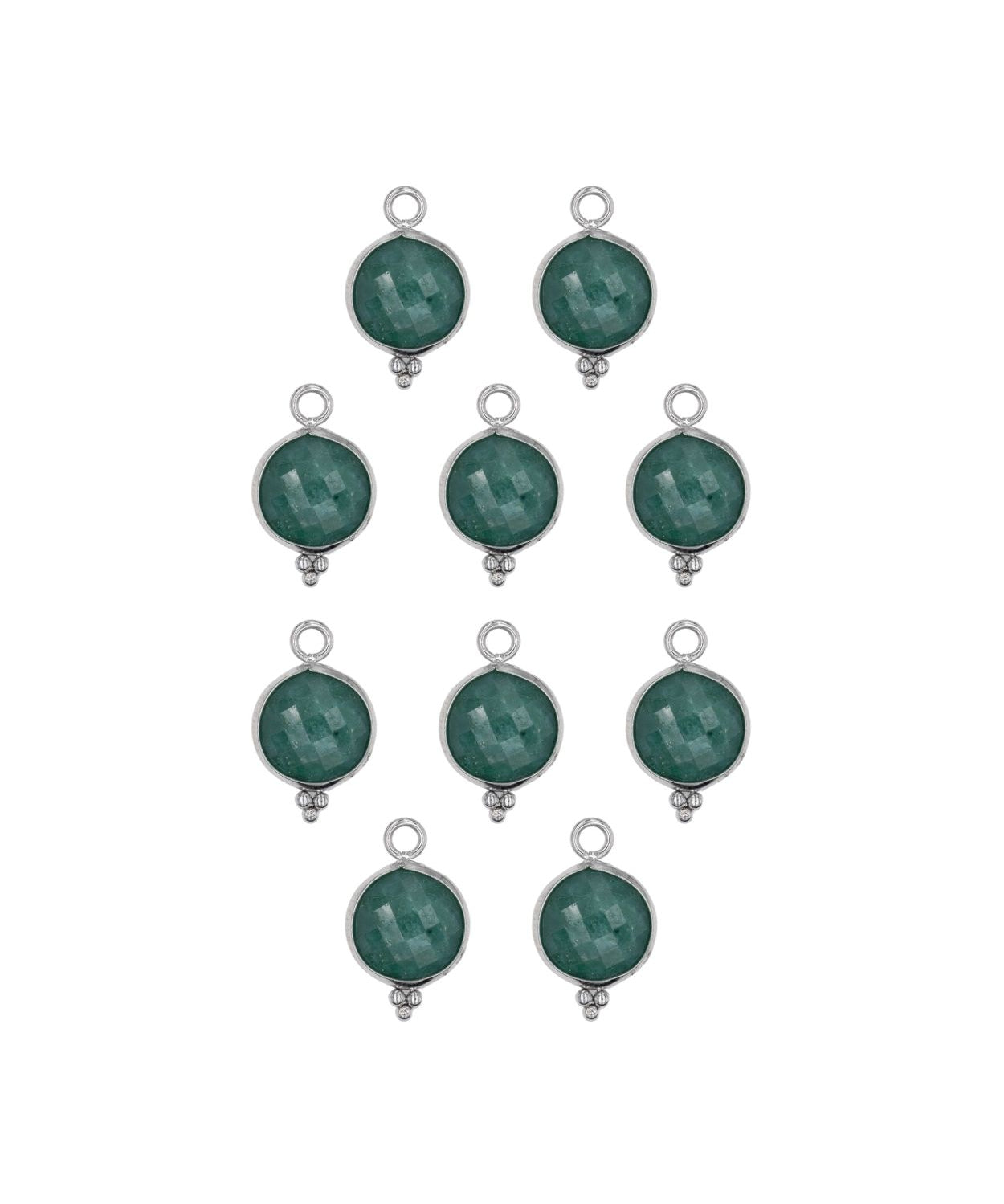 Rond sertie en pierres fines 10x17mm - Rhodié