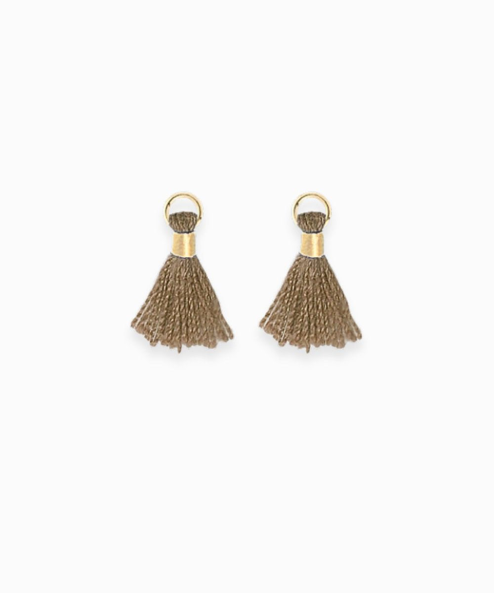 Mini pompons en coton & doré 14mm - Beige