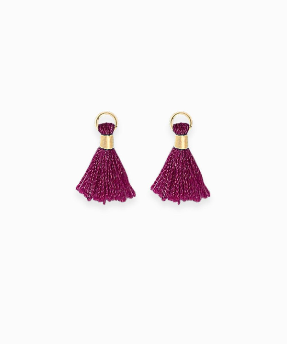 Mini pompons en coton & doré 14mm - Rouge