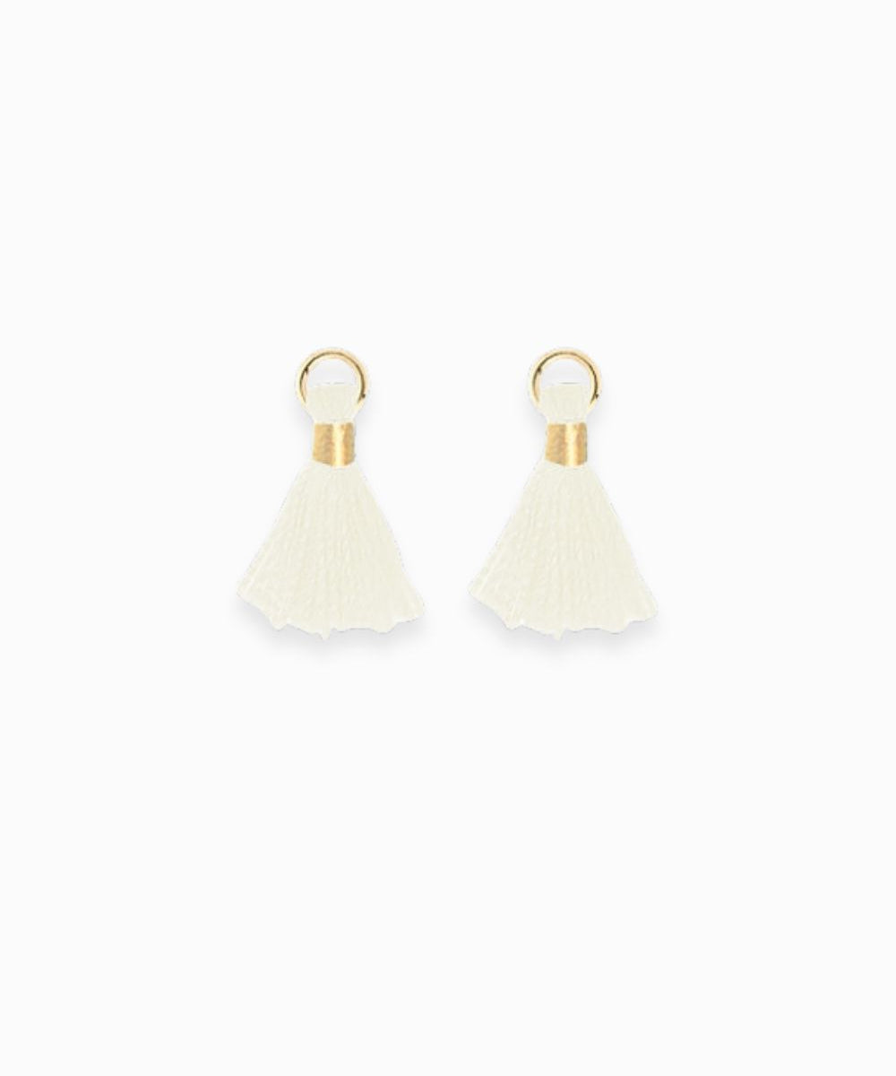 Mini pompons en coton & doré 14mm - Blanc