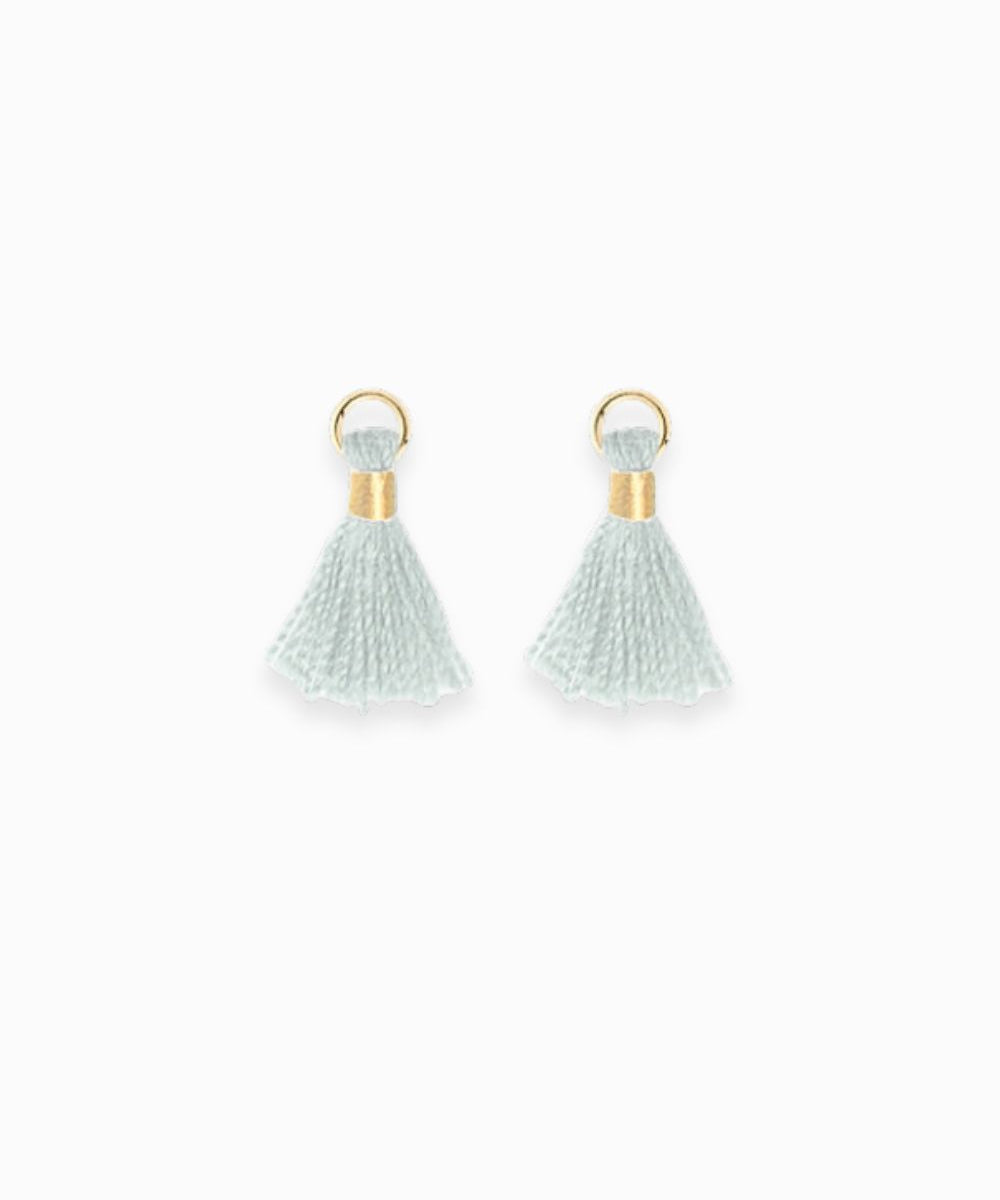 Mini pompons en coton & doré 14mm - Gris