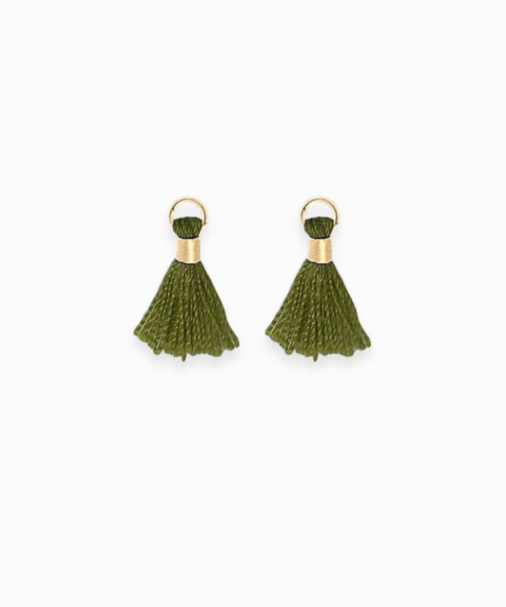 Mini pompons en coton & doré 14mm - Vert