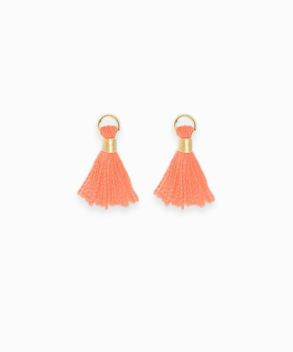 Mini pompons en coton & doré 14mm - Orange