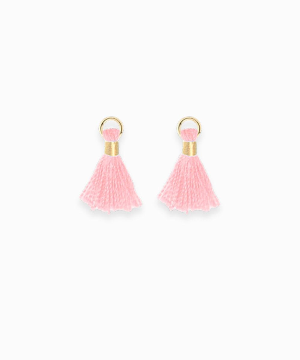 Mini pompons en coton & doré  14mm - Rose