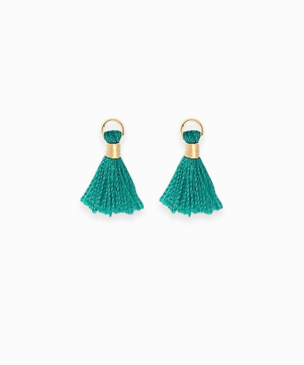 Mini pompons en coton & doré 14mm - Vert
