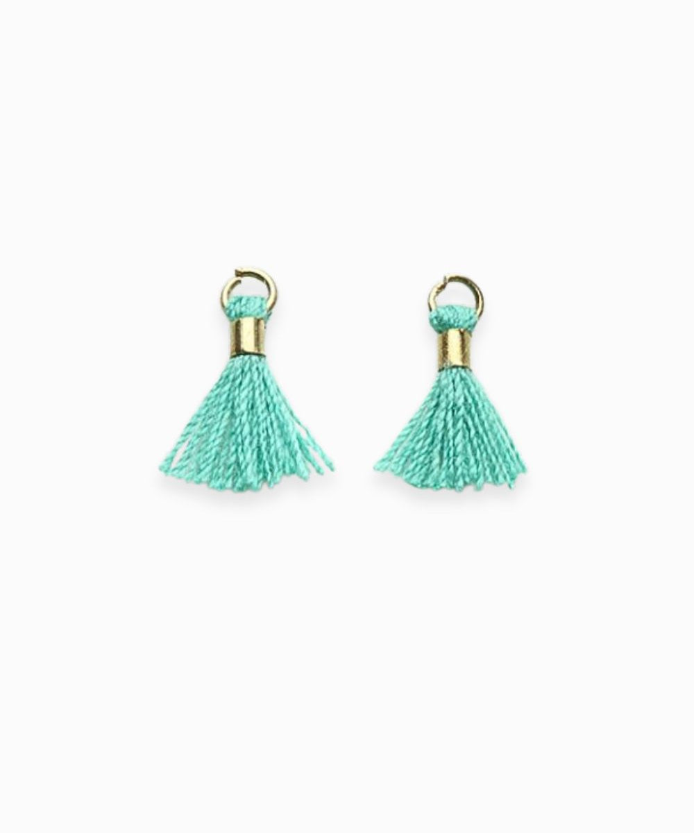 Mini pompons en coton & doré 14mm - Vert