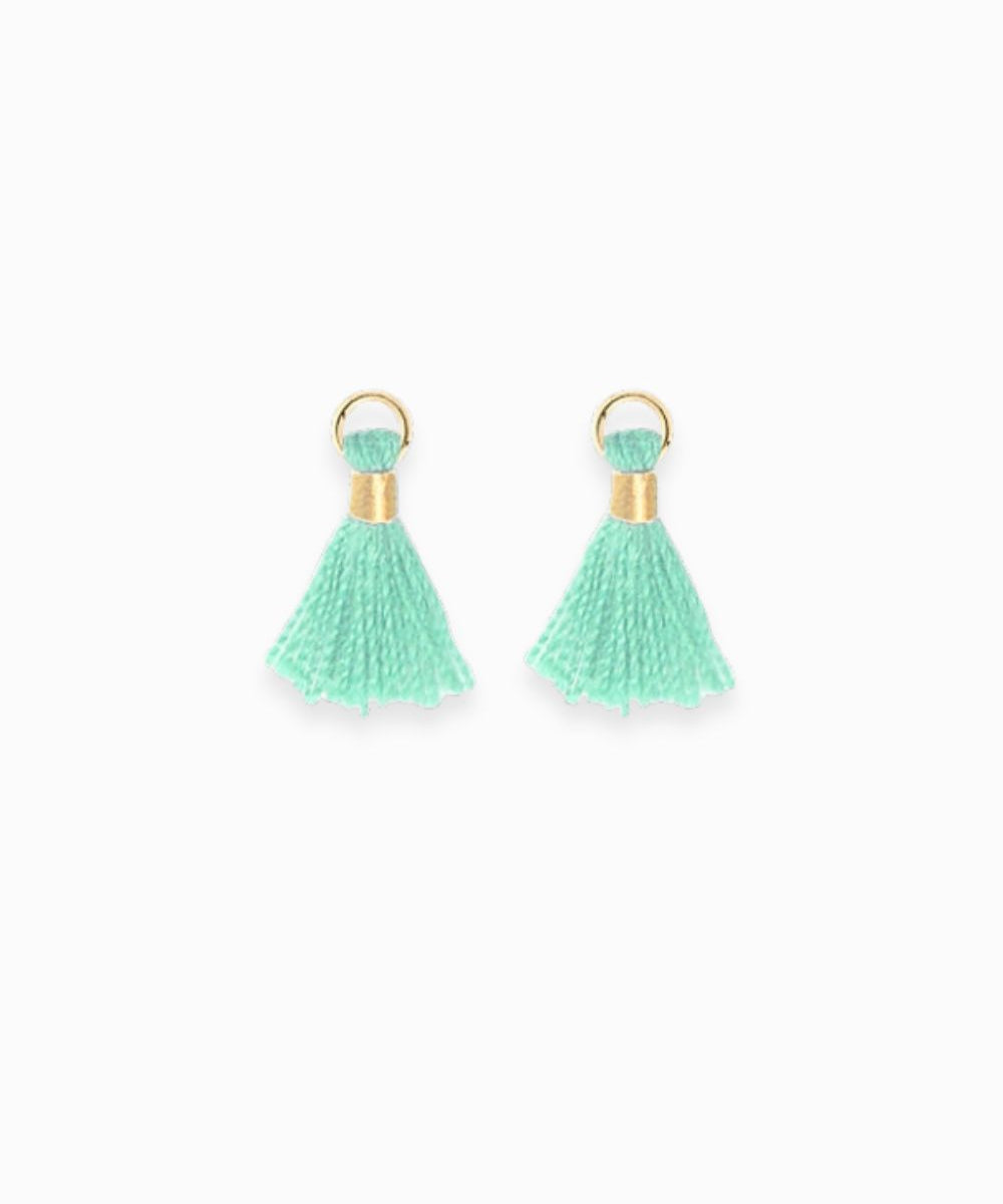 Mini pompons en coton & doré 14mm - Vert