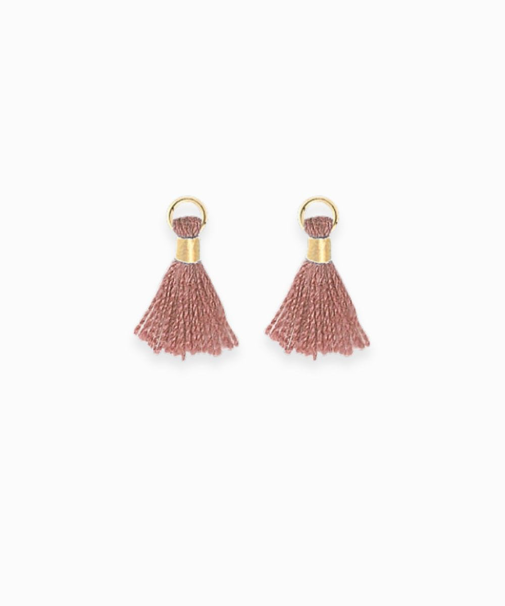 Mini pompons en coton & doré  14mm - Rose