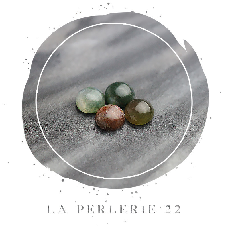 Cabochons en pierre semi-précieuse 8mm Agate mousse x2 ...